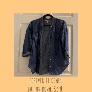 F21 oversized denim shirt